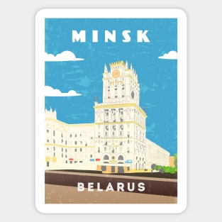 Minsk, Belarus.Retro travel poster Sticker